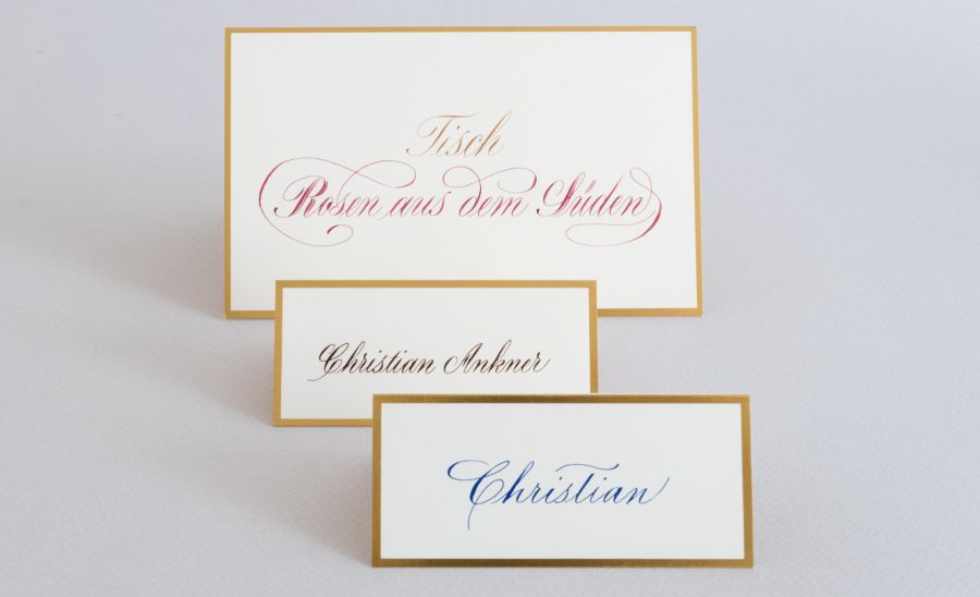 kalligraphierte Tischkarten von Huber & Lerner