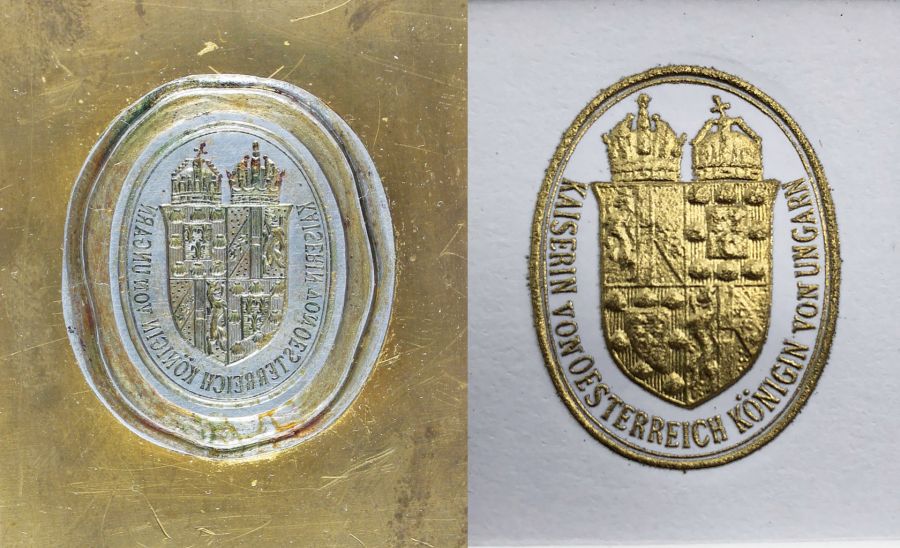 Prägestanze und Prägung des persönlichen Briefpapieres von Kaiserin Sisi