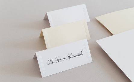 Tischkarten mit Platteneindruck bei Huber & Lerner